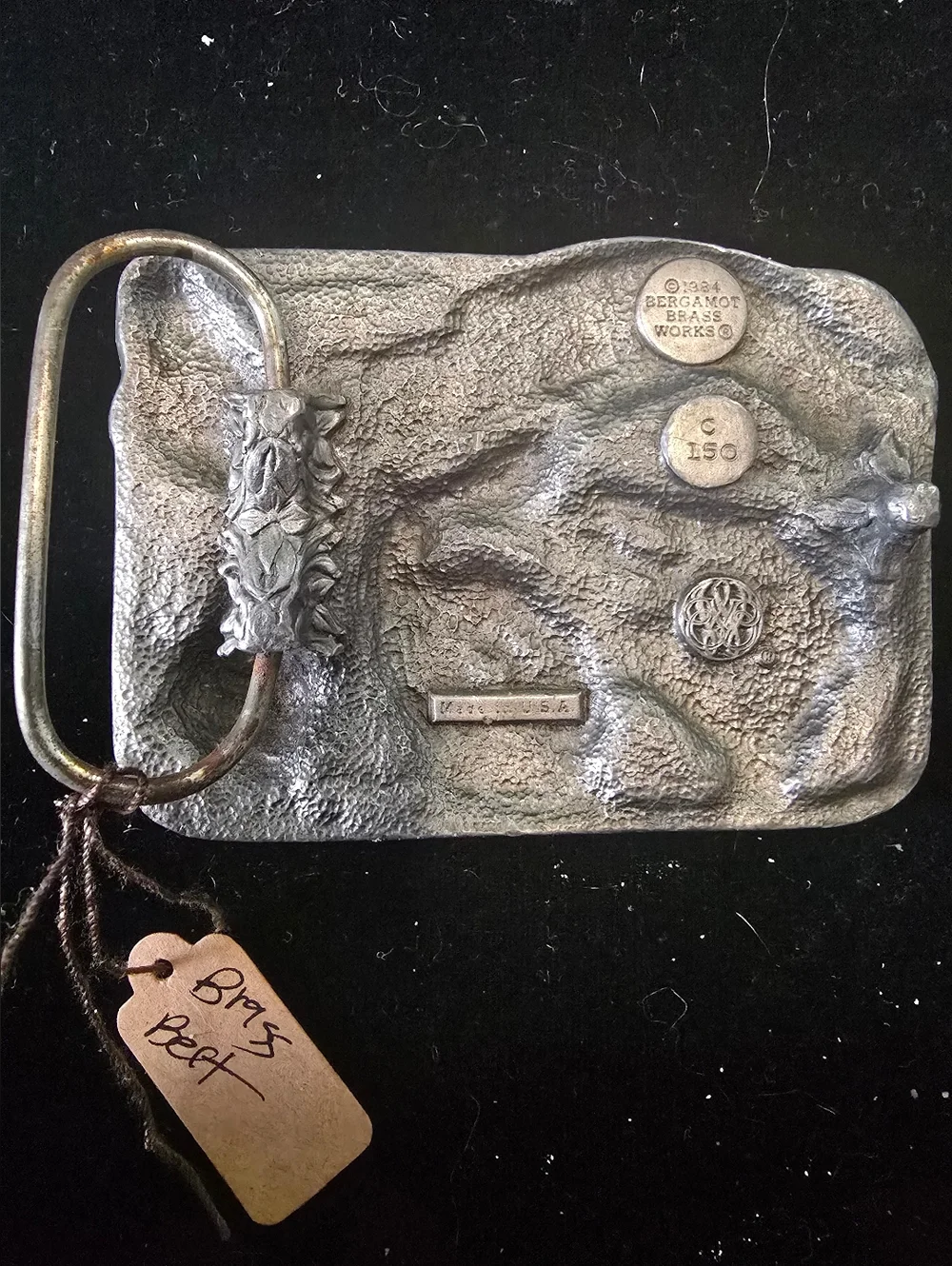 Country Western Music Heavy Brass Metal Belt Buckle